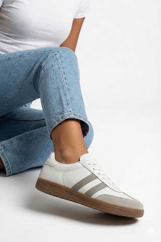 N Moda Unisex Siyah Beyaz Termo Taban Yanı Şeritli Bağcıklı Spor Ayakkabı Beyaz Gri