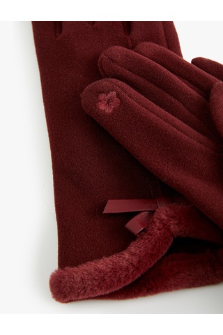 Koton Kurdeleli Suni Kürk Detaylı Eldiven Bordo 6wak50028aa Bordo
