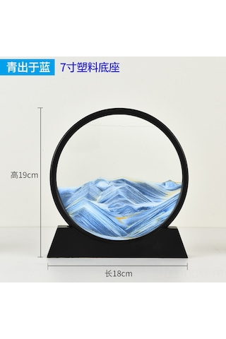 Qingmipy 7 İnç Plastik Tabanlı Mavi Kumu 3d Dinamik Sanat Kum Saati Ev Dekorasyonu Hediyelik Özel Günler