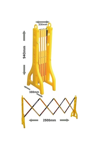 Plastik Akordiyon Tip Bariyer Sarı Katlanır Açılır Kapanır Bariyer