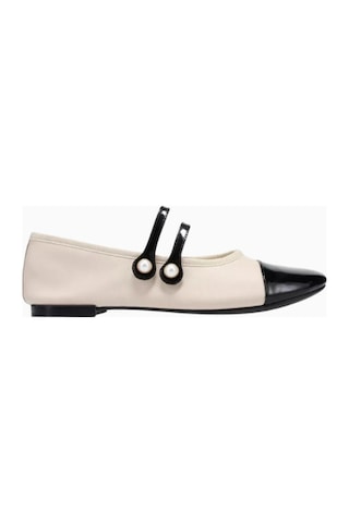 Repetto Erin Mary Jane Flats, Deri, Inci Detaylı Çift Kayış, Parlak Burun, Fransız Şıklığı Babet Beyaz