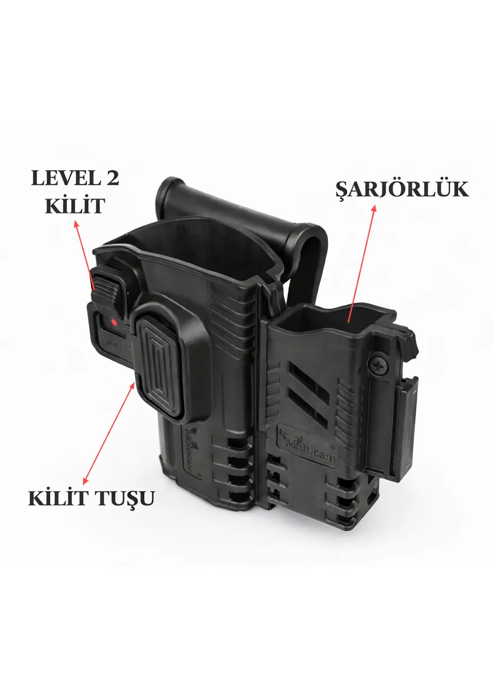 Multicam Siyah Level 2 Polimer Şarjörlü Silah Kılıfı Sar 9