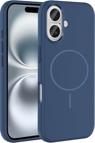 Apple Uyumlu iPhone 16 Kılıf M-safe Şarj Özellikli Metal Kamera Çerçeveli Zore Edi Silikon Kapak Lacivert