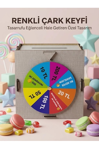 Birikim Kutusu Şans Çarklı Tasarruf Oyunu Eğlenceli Hedef Kumbarası Diğer