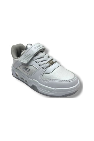 Ndrops 012-26 Deri Cırt Bantlı Çocuk Sneaker 26-30 Beyaz