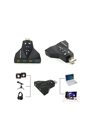 AoGo Harici USB 2.0 Çift Sanal 7.1 3D Ses Kartı