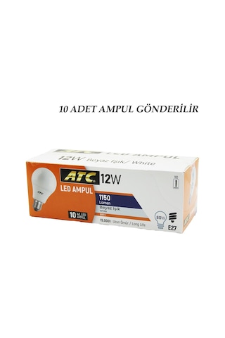 10 Adet Atc 12w 80w E27 Beyaz 6500k Led Ampul Lamba 1150 Lümen 15.000 Saat Ömür 5570 Diğer