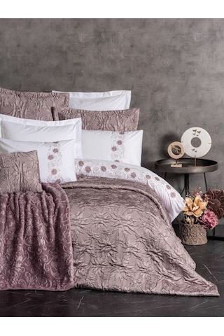 Cotton Box Platınıum Çift Kişilik Yatak Örtüsü Seti Theresa Pudra Pudra
