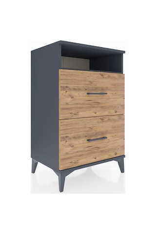 Hyperion Komodin Tek Raflı 2 Çekmeceli 60x44x96 Antrasit-çam Antrasit