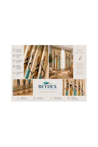 2 Adet 140x260 Cm Ölçüsünde Şık Dekoratif Fon Perde Koleksiyon Mavi