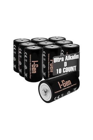 I-gen Lr20 Ultra Alkalin D Boy Pil 1.5v Büyük Boy Pil 10'lu Paket