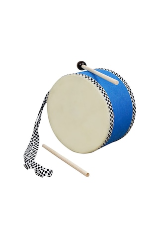 Askılı Deri Çocuk Davulu 2 Tokmaklı Davul 17 Cm Mavi Davul