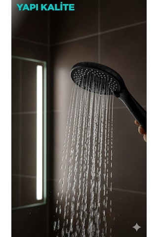 Siyah Zümrüt Renklerinin Birleşimi İle Muhteşem Bir Tasarım 3 Fonksiyonlu El Duşu Siyah