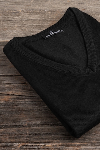 V Yaka Battal Büyük Boy Yünlü Kolsuz Triko Süveter Siyah