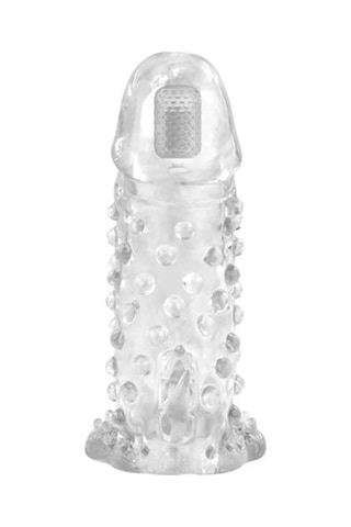 Zaga Oyun 13.5 CM Klitoral Uyarıcılı Titreşimli Şeffaf Penis Kılıfı