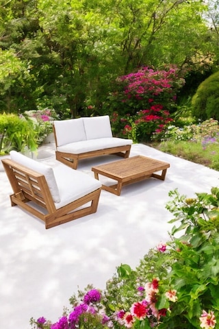 Conforlove Bahçe Balkon Masif Kayın Ahşap Koltuk 2+1+orta Sehpa Krem