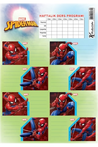 Spiderman Ders Programlı Okul Etiketi 3 Yaprak 2 Paket Diğer
