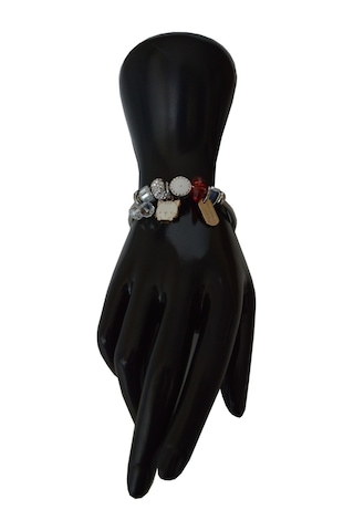 Uzel Çelik Gümüş Silver Model Taşlı, Kedicik Charmlı Çelik Bileklik