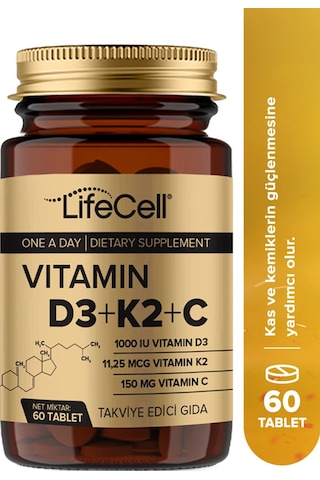 Lifecell Vitamin D3 + K2 + C 60 Tablet