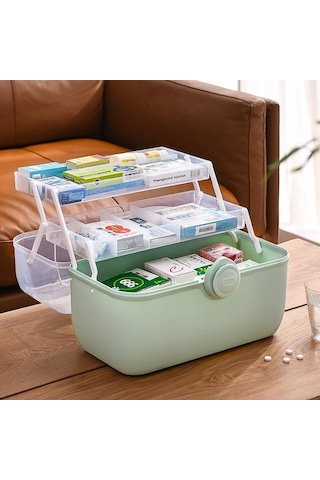 Novahub Yeşil Aile Hekimliği Organizatör Kutusu, Taşınabilir İlk Yardım Çantası, İlaç Saklama Kabı, Aile Acil Durum Kiti, Büyük Kapasiteli, L Boyutu Yeşil