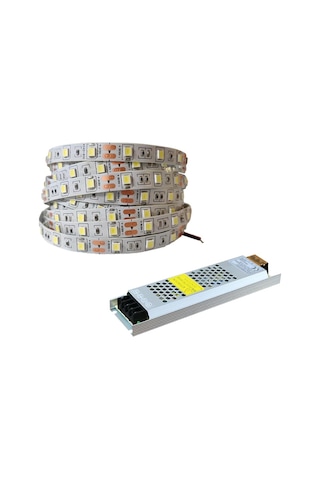 5 Metre Şerit Led Günışığı Renk + 12v 5 Amper 60 Watt Led Trafo -3 Dirençli Double Pcb - Yeni Nesil Oturma Odas