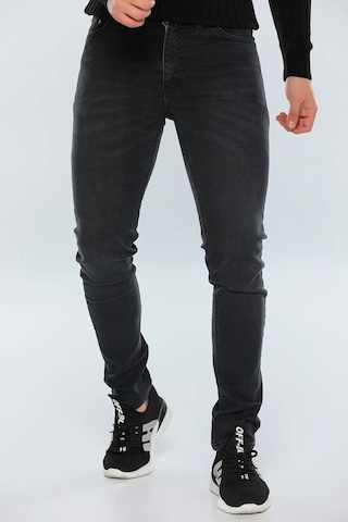 Erkek Gri Füme Slim Fit Likralı Esnek Jean Kot Pantolon Gri
