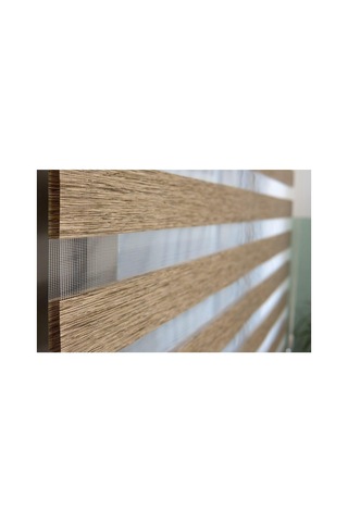 Bambu Kumaş Kahverengi Zebra Stor Perde Alüminyum Kasalı, 115 X 200 Cm