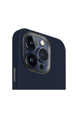 Apple Uyumlu iPhone 15 Pro Max Kılıf Lyden Serisi Deri Kaplama Magsafe Özellikli Magclick Kapak Midnight Blue
