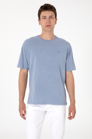 U.S. Polo Assn. Erkek Comfort Fit Bisiklet Yaka Mavi Yıkamalı Tişört 50306878-VR036