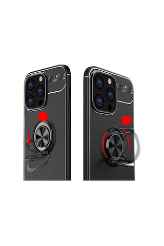 Apple iPhone Uyumlu 13 Pro Max Adamaxaksesuar Ravel Silikon Kapak Siyah Kırmızı