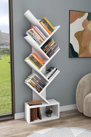 Reyo Home Enda Erine 8 Raflı Zikzak Kitaplık Beyaz