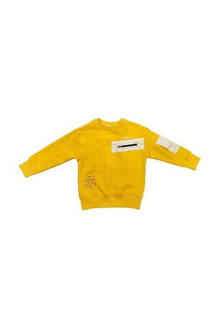 Escabel Erkek Çocuk İçi Şardonlu Tek Cep Aksesuarlı Beli Kalın Lastikli Sweatshirt-11019-hardal Hardal