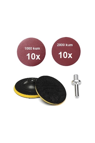 115Mm Cırt Taban 20 Adet Zımpara Takımı 1000 Kum 2000 Kum Zımpar