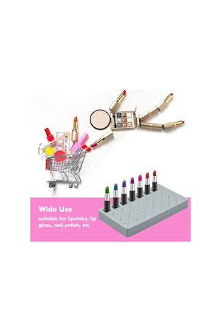 Mufunye Masaüstü Ruj Saklama Kutusu, Silikon Malzeme, Pembe Büyük Boy