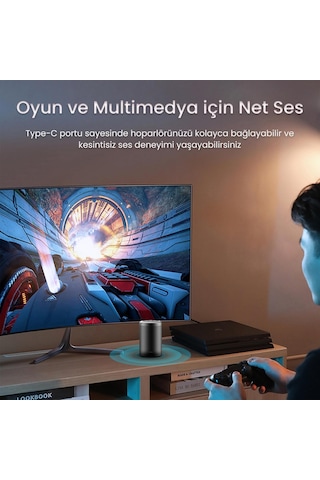 Lexroo Type-c To 3.5mm Aux Ve Mikrofon Dönüştürücü Adaptör Dac Chip Hifi Ses Kartı
