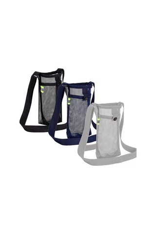 Xindoker 3'lü Su Şişesi Çantası Seti - Ağ Desenli Taşınabilir Kılıf, Ayarlanabilir Askı, Yürüyüş Kamp Turizm İçin - Siyah, Mavi, Gri Siyah - Gri - Mavi