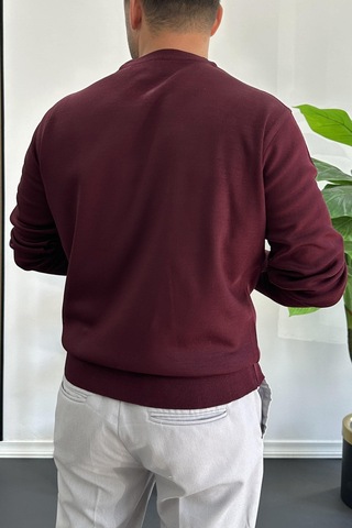 Edwox Erkek Bisiklet Yaka Normal Kalıp Kazak Bordo Edw410 Bordo