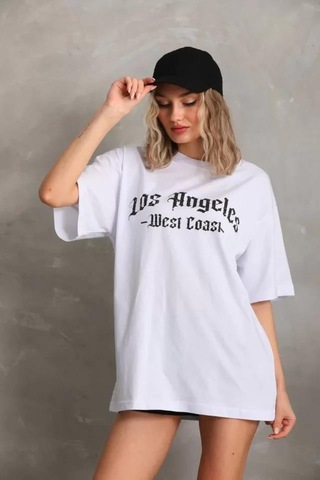Mareandpanda Unisex Baskılı Oversize T-shirt - Beyaz