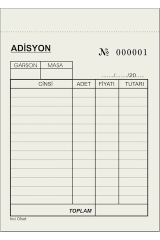 Adisyon Sipariş Fişi A6 Tek Nüsha 100 Cilt Adisyon Sipariş Fişi A6 Tek Nüsha 100 Cilt
