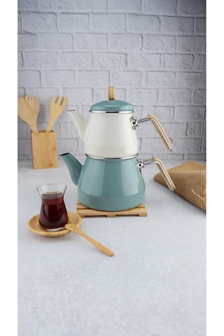 Lumino - Bambu Kulplu Çaydanlık Takımı Yeşil Yeşil