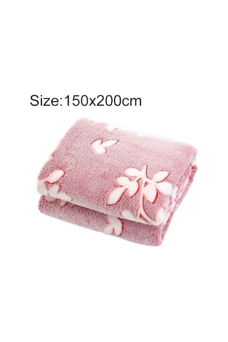 Sones Yaz İnce Mercan Flanel Ofis Uyku Örtüsü, Boyut: 150x200cm Kırmızı Şarap Yaprakları