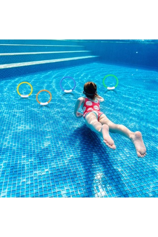 Xindoker 4 Adet Plastik Yüzme Egzersiz Halka - Su Altı Görünürlüğü İyi, Dayanıklı, Dalış Hızı Ve Çevikliği Antrenmanı İçin Havuz Alti Oyuncakları Çok Renkli