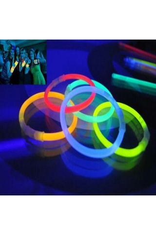 10 Adet Karanlıkta Işık Veren Bracelet Fosforlu Kırılan Çubuk Bileklik +0