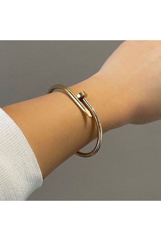 Kararmaz Çelik Gold Çivi Bileklik Gold