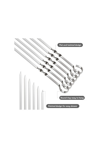 Paslanmaz Çelik Şiş Seti, Tutucu, 6 Şiş Ve 1 Çerçeveli Izgara Aksesuarları, Dış Mekan Izgarası...