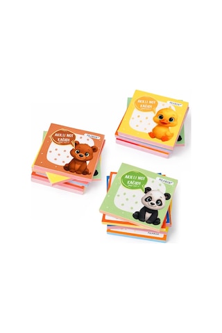 Meyveli Hayvanlı 6'li Mini Akıllı Not Kağıdı Seti 100 Sayfa Yapışkansız Post-it