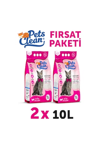 Pets Clean Kedi Kumu Pudralı 10lt 2li
