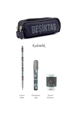 Beşiktaş Kalemlik 2 Bölmeli Ahşap Kutulu 3lü Hediye Set