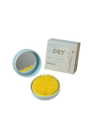 Jzcat Masaj Tarağı Yuvarlak Büküm Kapağı Çift Kullanımlı Ayna Tarağı - Mavi