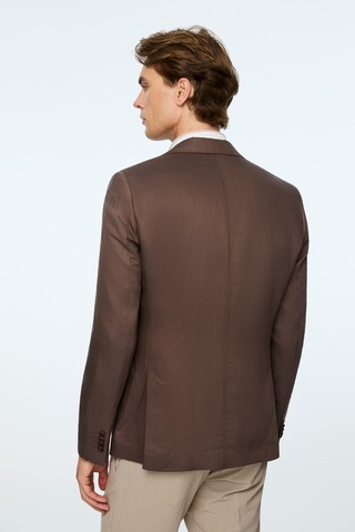 Morven Erkek Kahve Dokuma Trend Düz Slim Fit Mono Yaka Ceket 26ys002004400 Kahve